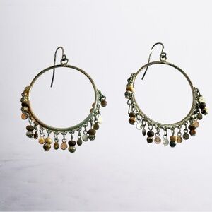 Boho Hoop Dangle Earrings in Mixed Metallic Tones